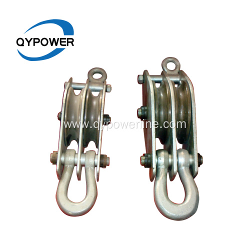 Double sheave pulley block